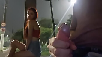 Emely'S Daring Public Handjob And Blowjob