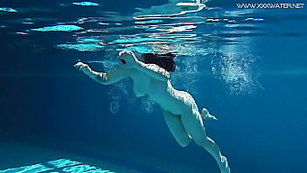 Brunette Russian Teen In Bikini And Heels In Pool