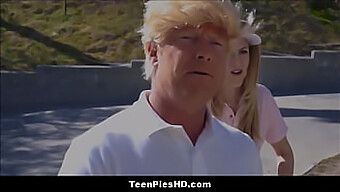 Young Blonde Gets A Taste Of The "Huge" President'S Cock In This Parody Video.