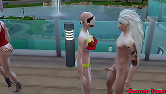 Madre E Hija Se Ponen Traviesas En La Piscina Con Una Pareja Sexy