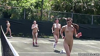 Sorority Pledge Humiliation On Tennis Court