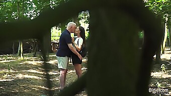 Russian 18+ Teen Gets Romantic With Experienced Older Man In Outdoor Setting