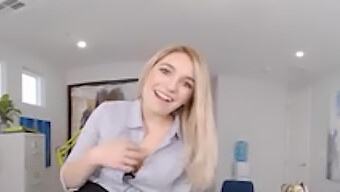 Blonde Secretary Receives A Reward Of Cum On Her Pussy For Her Naughty Actions