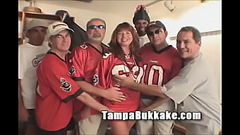 Big-Breasted Milf Champa Bay Gets Bukkaked In Super Bowl Orgy