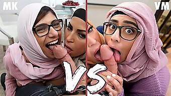 Karşılaştırma Ve Kontrast: Mia Khalifa Ve Violet Myers, Sıcak Bir Üçlüde Kafa Kafaya Gidiyorlar